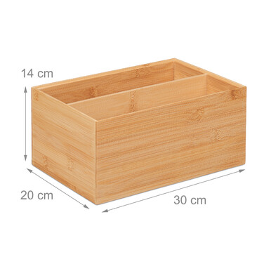 Relaxdays Bamboo Storage Box with 2 Compartments