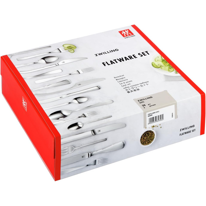 ZWILLING Newcastle Cutlery Set, 30-Piece, For 6 People, 18/10 Stainless Steel/High-Quality Blade Steel, Polished, Silver, Plastic Free plastic free 30 pcs.