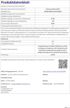 Мобільний кондиціонер 9000 BTU з випускним шлангом | 4-в-1 | Тиха робота <48 дБ | Цифровий дисплей + пульт дистанційного керування | Комплект для встановлення у вікно | Таймер 24 години | Для приміщень до 25 м²