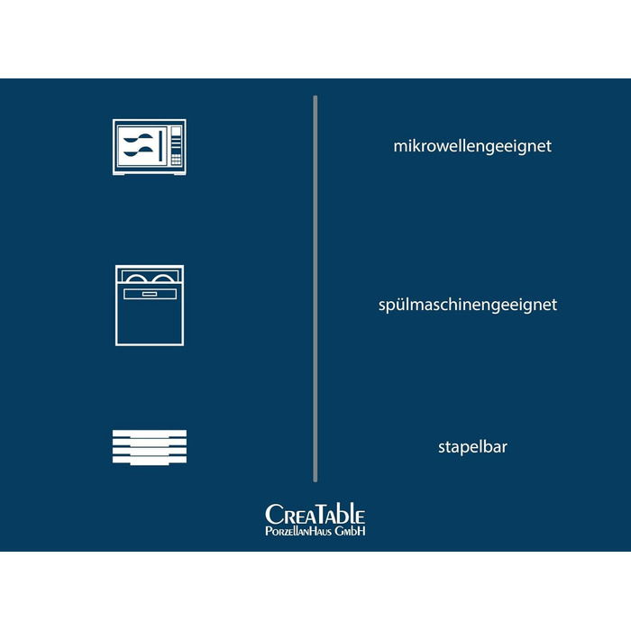 CreaTable Серія Luna Weiss: 12-Piece Geschirrset для 6 осіб, Porzellan, підходить для миття в посудомийній машині та мікрохвильовій печі