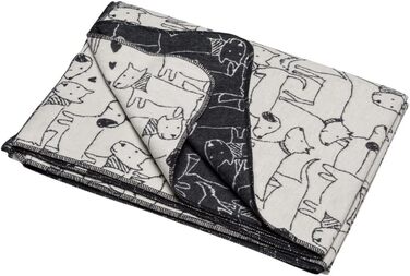 Плед David Fussenegger для дітей та собак Juwel, розмір 140/200 см, колір сиро-білий з візерунком, натуральний/антрацитовий