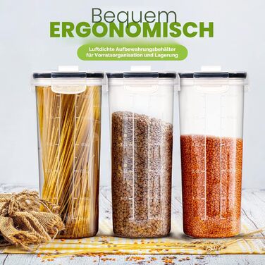 Контейнери для зберігання KICHLY (6 шт.) - герметичні, пластикові, для круп, макаронів, борошна, рису та кормів для тварин, прозорі
