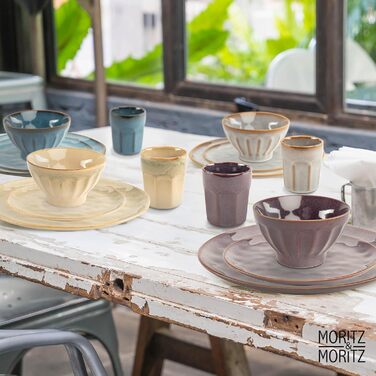 Moritz & Moritz COPA 16-Piece Dinnerware Set - 4 People - Elegant Plate Set made of high-quality stoneware - Dinnerware Set for 4 people consisting of 4 dinner plates, dessert plates, cereal bowls & coffee cups each. Dinnerware Set (4 people)