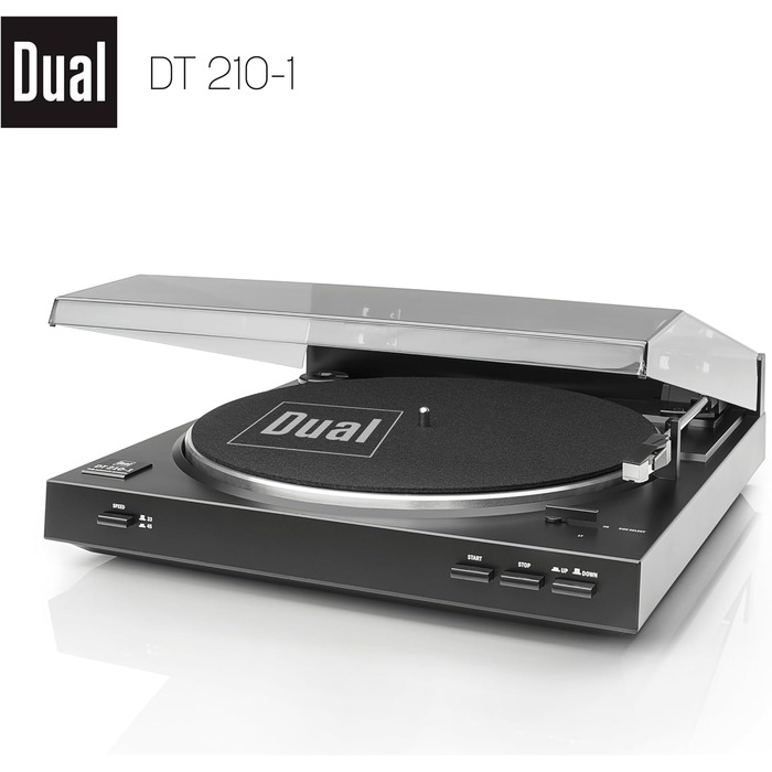 Програвач вінілу Dual DT 210-1 USB: 2 швидкості, магнітний звукознімач, ремінний привід, USB для оцифрування, чорний
