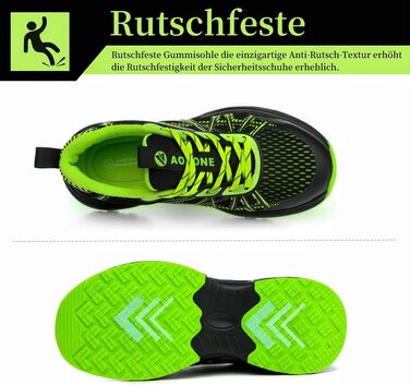 Зручні робочі черевики для чоловіків та жінок. Легкі, спортивні, з металевим підноском, неслизькі, дихаючі. Розмір 43 EU, колір зелений