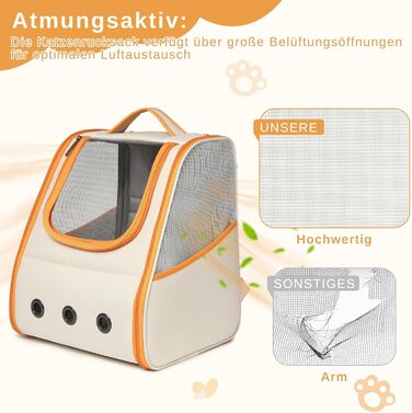 Рюкзак для кота/собаки, складаний, з вентиляцією, оранжево-білий