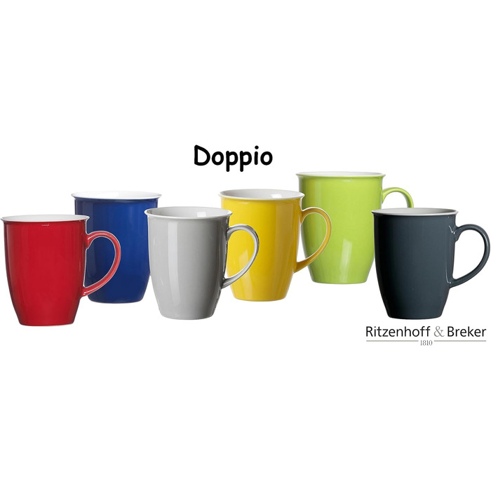 Набір посуду Ritzenhoff & Breker Doppio, 8 предметів, порцеляна, антрацит, кавові чашки