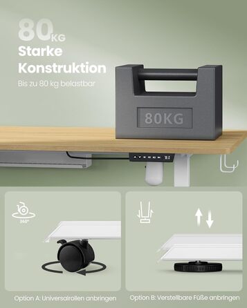 VASAGLE Electric Height Adjustable Desk - 60x120cm, Memory Function, Wood & Steel Frame
