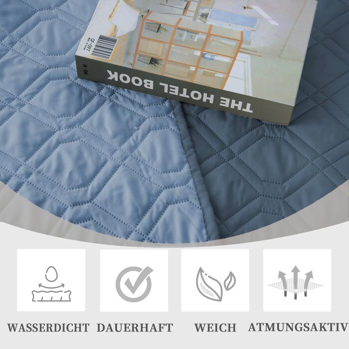 Водонепроникний килимок для собак - міцний килимок 173*203 см для активного відпочинку на вулиці. Машинне прання, двосторонній килимок для собак та котів (Темно-синій + Світло-синій, 132x203 см)