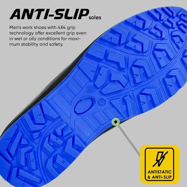 Робочі черевики BWOLF Spire чоловічі S3, водонепроникні, олієстійкі, антиковзкі 4x4 Grip Tech, Ergo підошва, 45 EU, блакитні