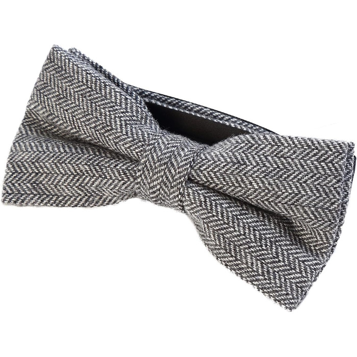 Метелик чоловічий DonDon Tweed 12x6 см з нагрудною хустинкою 23x23 см, бавовна, сіро-клітинчастий візерунок