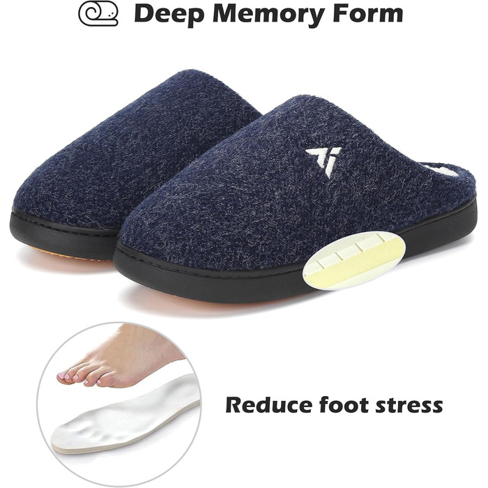 Тапочки домогосподарки Mishansha Herren для жінок, зимові, з піною пам'яті, антиковзаючі, розмір 36-49, темно-синій