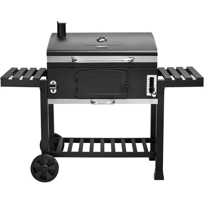 Гриль TAINO Hero XXL з кришкою, коптильня, вугільний BBQ, стійка для гриля, чохол