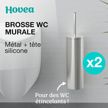 Набір щіток для унітазу Hovea (2 шт.) - чорний колір, силікон та метал. Кріплення на стіну без свердління. Тримач для щіток. Модель WC3620