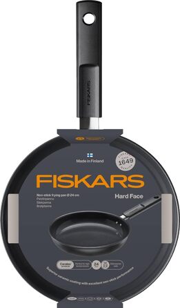 Сковорідки Fiskars Hard Face 24 і 28 см, антипригарні, алюміній/пластик, набір 2 шт., чорні, для всіх плит, стійкі до подряпин