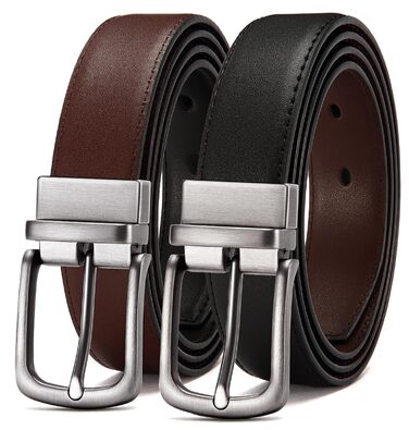 Чоловічий шкіряний ремінь CHAOREN, реверсивний (коричневий/чорний), 32 мм, для костюма та офіційного стилю