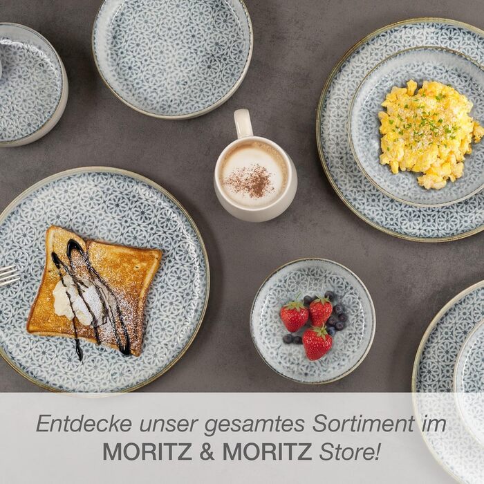 Набір мисок Moritz & Moritz ALHAMBRA 6 шт. блакитні - стильні та міцні миски з порцеляни для мюслі, супів та салатів. Можна мити в посудомийній машині, підходять для мікрохвильової печі, ідеальні для щоденного використання.