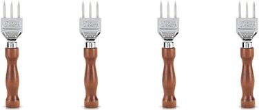 4X Ice Pick - Wood Chopper with Solid Wood Handle, Ice Crusher with Three 304 Stainless Steel Tips for Cocktail Barista