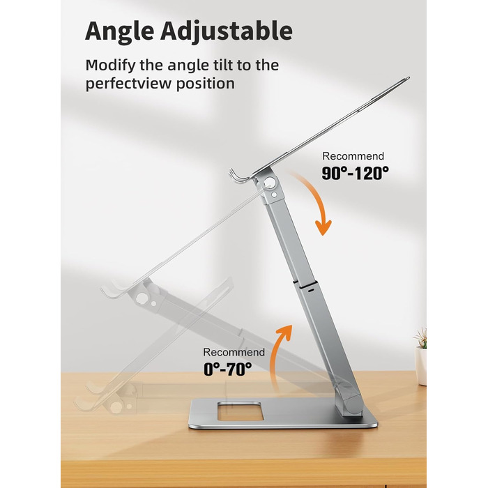 Adjustable Laptop Stand for Desk - Telescoping Design, Ergonomic Riser for 10-17 Inch Laptops (Silver)