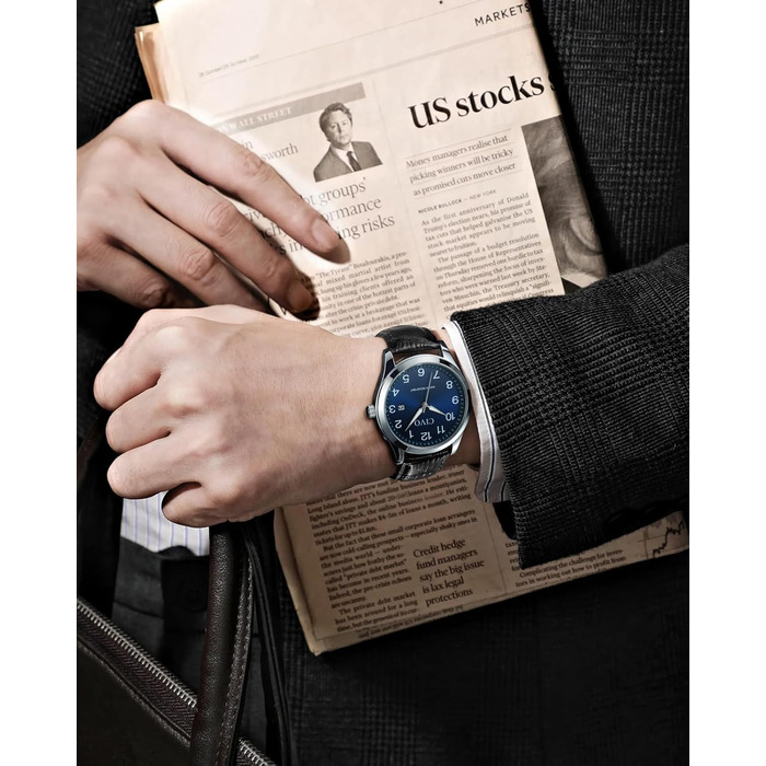 Годинник CIVO для чоловіків: аналоговий, великі цифри, водонепроникний, з датою, підходить для людей з поганим зором - ідеальний подарунок для чоловіків та людей похилого віку (чорний)