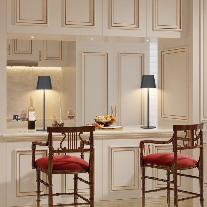 Настільна світлодіодна лампа K-Bright акумуляторна, димована, 2 шт., RGB, USB-C, алюмінієва, водонепроникна IP54, антрацит