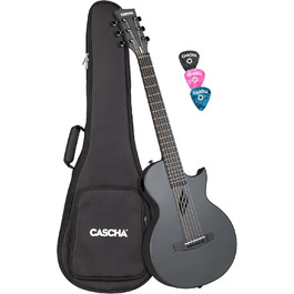 Акустична гітара Cascha з вуглецевого волокна, для початківців, з чохлом, ремінком, ганчіркою та медіатором, запасні струни