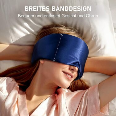 Маска для сну LitBear з 100% шовку, для жінок та чоловіків, з регульованою стрічкою, блакитний колір