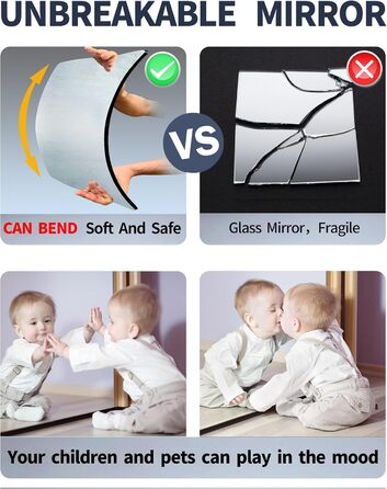 Дзеркальні плитки на стіну, 4 шт., 25x25 см, самоклеючі, акрил, для дитячої кімнати