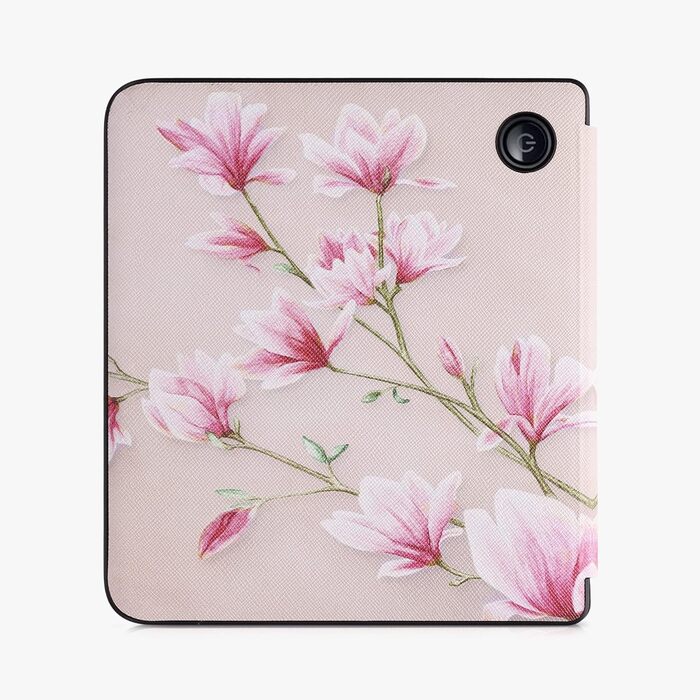 Чохол-книжка kwmobile для Kobo Libra 2 - Чохол для eReader, Магнолії Рожево-Білий, Пастельний Рожевий