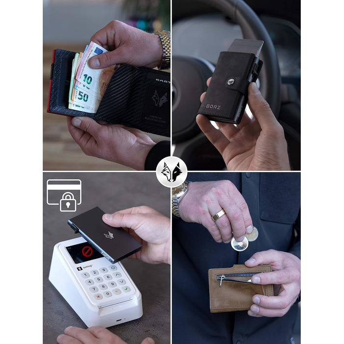 Стильне шкіряне портмоне MAXUS MAGNETIC 2 з відділенням для монет та AirTag, RFID захистом, для карток та грошей, синього кольору