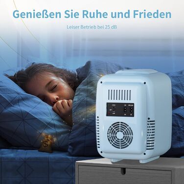 Міні-холодильник YASHE, 4 літри: для косметики, напоїв, 220V AC/ 12V DC, термоелектричне охолодження та нагрівання, білий/блакитний
