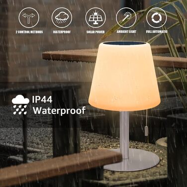 Світлодіодний солярний світильник для столу, вуличний, 2-в-1, бездротовий, 8 кольорів, для саду, кемпінгу (Срібний)