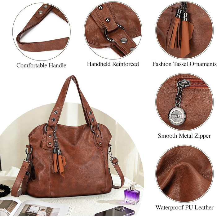 Сумка жіноча VINBAGGE з PU шкіри, шопер, коричнева (G-braun) для офісу та на кожен день