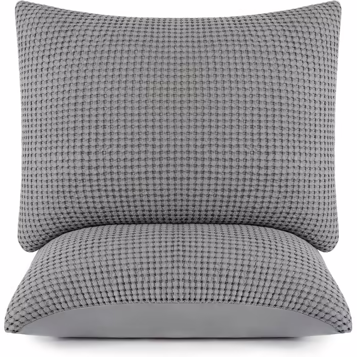 100% Cotton Pillowcases, Waffle Weave, 2-Pack, ultra-soft, cozy, and breathable, for Standard and King-size pillows, luxurious bed and pillowcases, durable and stylish, made in