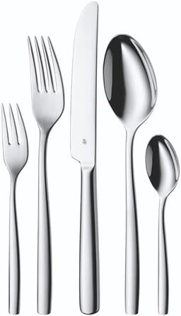 WMF Palma Stainless Steel Cutlery Set, 6 Persons, 30-Piece Dining Cutlery Set, Monobloc Knives, Cromargan Stainless Steel Polished, Shiny, Dishwasher-Safe, 30-Piece Single