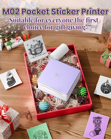 Phomemo Mini Drucker: Портативний термальний фотодрук, USB, сумісний з Android/iOS, для щоденників, навчання, DIY, зелений, M02, з рулоном паперу