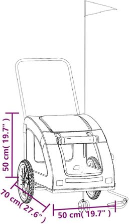 Фургон для собак VidaXL - червоний, 30 кг, Oxford-Gewebe, з прапором та відбивачами