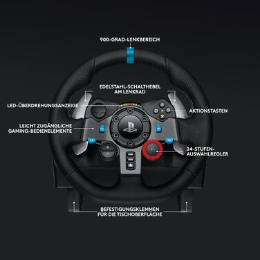 Руль Logitech G29 Driving Force з Force Feedback, 900°, педалі з нержавіючої сталі, сумісний з PS5, PS4, Mac + Бездротові навушники для ігор LIGHTSPEED