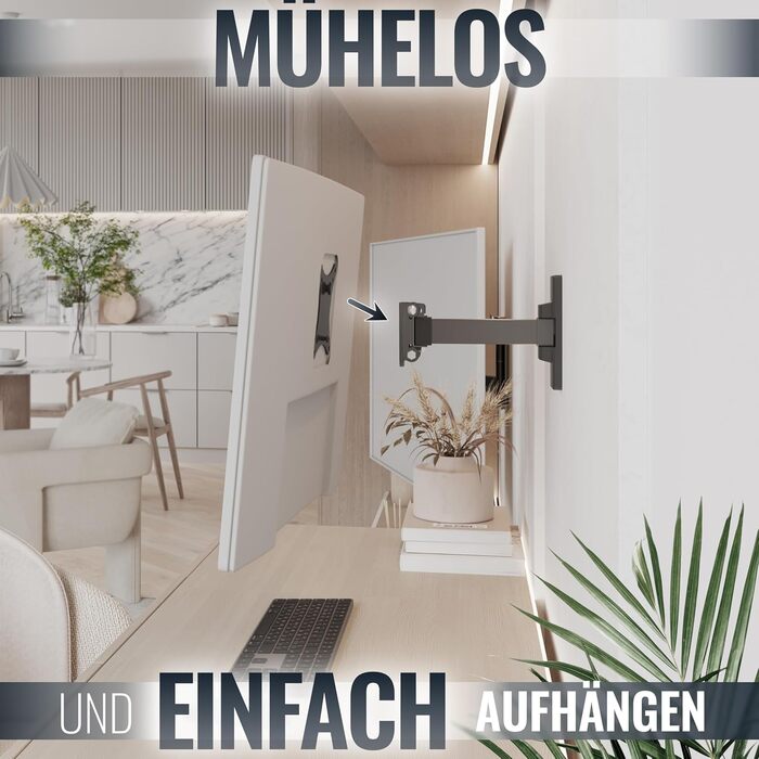 Настінне кріплення для монітора/телевізора RICOO S3911 13-34 дюйми VESA 75x75/100x100 поворотне