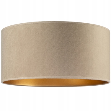 Підлогова торшерна лампа на дерев'яному тринозі (горіх) з велюровим абажуром бежево-золотистого кольору