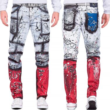 Чоловічі джинси Cipo & Baxx Iceblue Slim Fit 31W/34L з потертостями та стразами