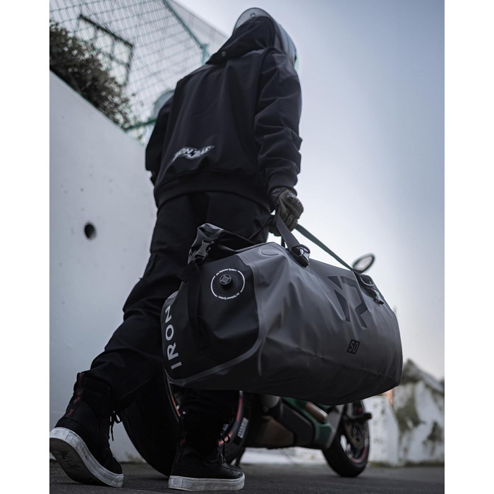 IRON JIA's Motorcycle Bag Luggage Roll Waterproof Motorcycle Rear Bag Saddle Bag Travel Bag with Roll-Seal Shoulder Straps Suitable for Motorcycle Cycling Camping Water Sports - (Gray, 30L)