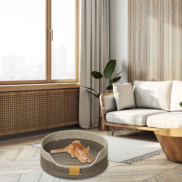 Килимок-ліжко для котів, 40 см, складаний кошик-гніздо, дихаюче ліжко для домашніх тварин, стійке до подряпин, універсальне котяче ліжко (M, чорно-хакі)