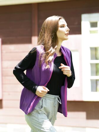 Жіноча флісова жилетка Fuinloth, легка, без рукавів, зі стійким коміром та кишенями на блискавці, оливковий (3XL, фіолетовий)