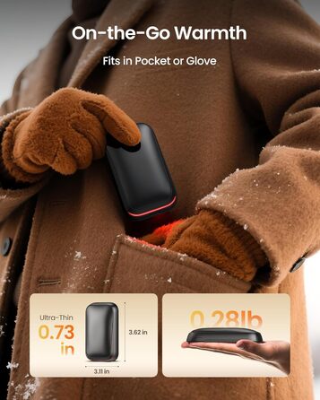 Електричний грілка для рук Gaiatop 2 шт. з магнітом, USB, багаторазовий, швидкий нагрів, 3 рівні, компактний, подарунок для чоловіків та жінок, чорний