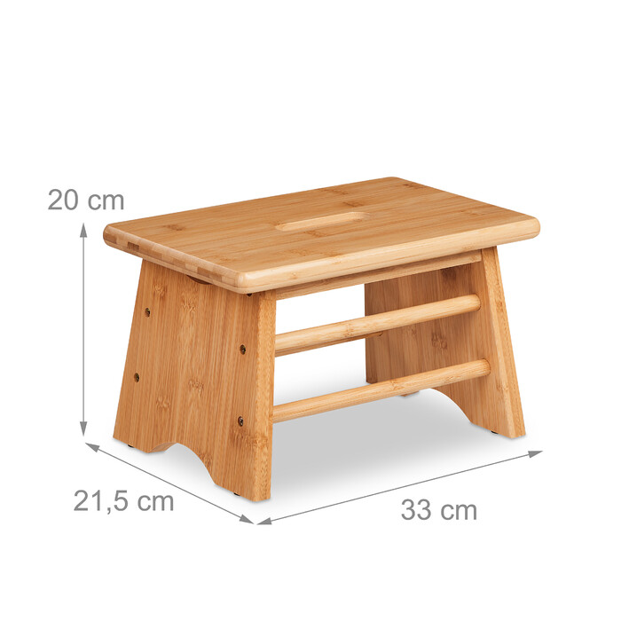 Relaxdays Bamboo Footstool with Handle