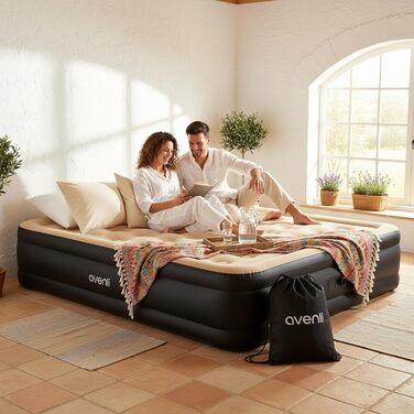 Надувний матрац Avenli для 2 осіб 203x157x47 см з вбудованим насосом - самонадувний матрац для кемпінгу та дому