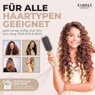 Преміум щітка Lockenbürste для кучерявого волосся - біо-щітка без заплутування, щетина дикого кабана, оригінальна 3-в-1 для локонів (лавандовий, бежевий)