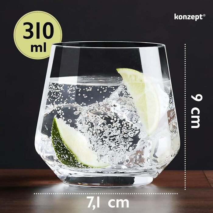 CONCEPT Glass Set, 12-piece, 310 ml small juice glasses, ideal as drinking glasses, water glasses, whisky glasses, universal and dishwasher-safe