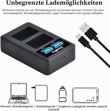 Комплект акумуляторів DuraPro 2X NP-FW50 та USB LED-зарядний пристрій для Sony Alpha a7 II, a6000, a6300, a6400, a6500, NEX-серії